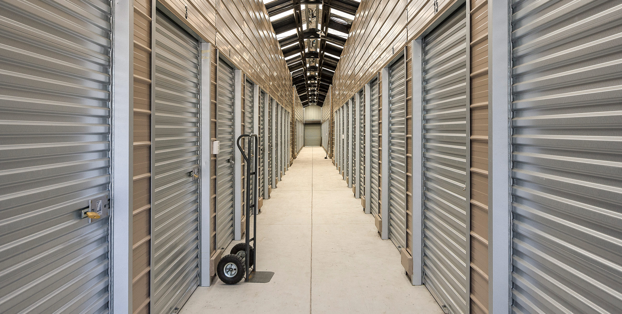 Clean inside storage units aisle